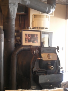 The focal point of The Kaffeeklatsch: The 1929 Jabez Burns roaster, a work of art.